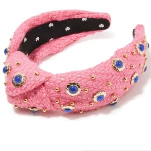 Lele sadoughi Dahlia Eva cabochon knotted headband pink blue